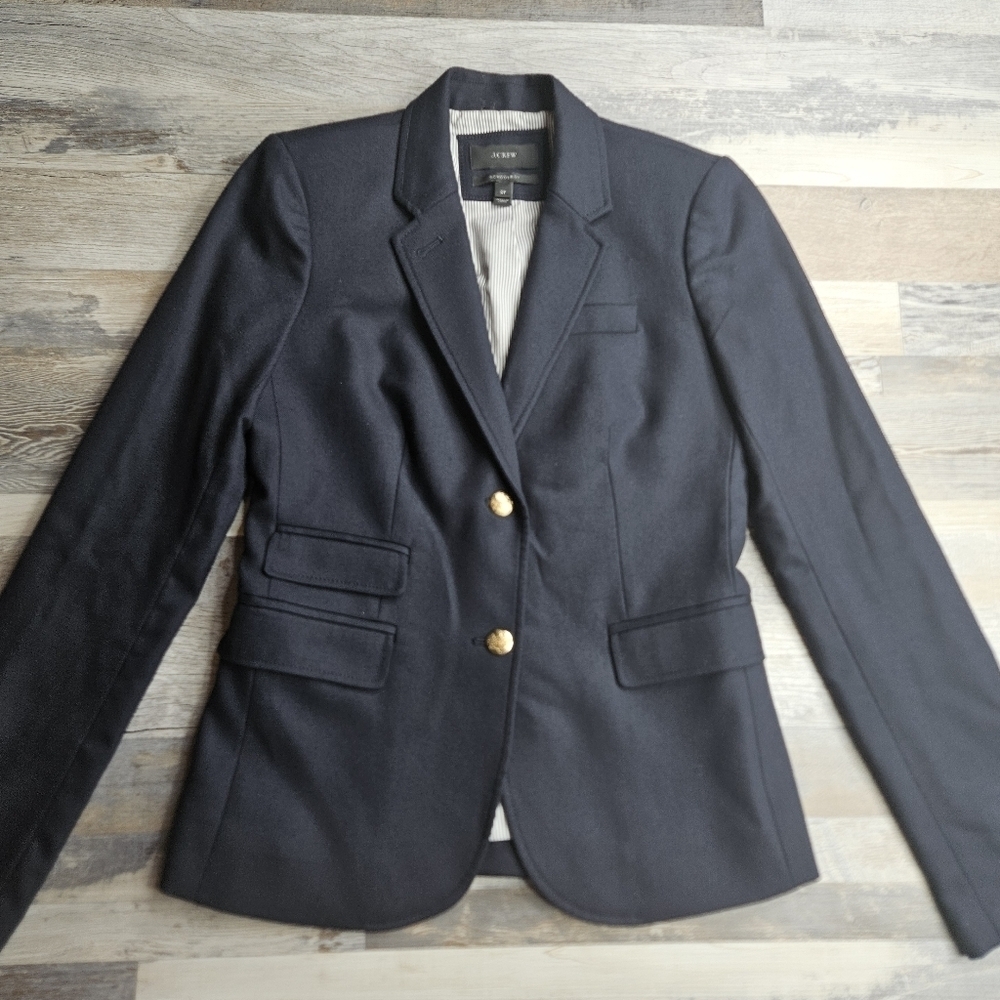 J. Crew Schoolboy Blazer Navy Blue with Gold Buttons Size 2 Tall